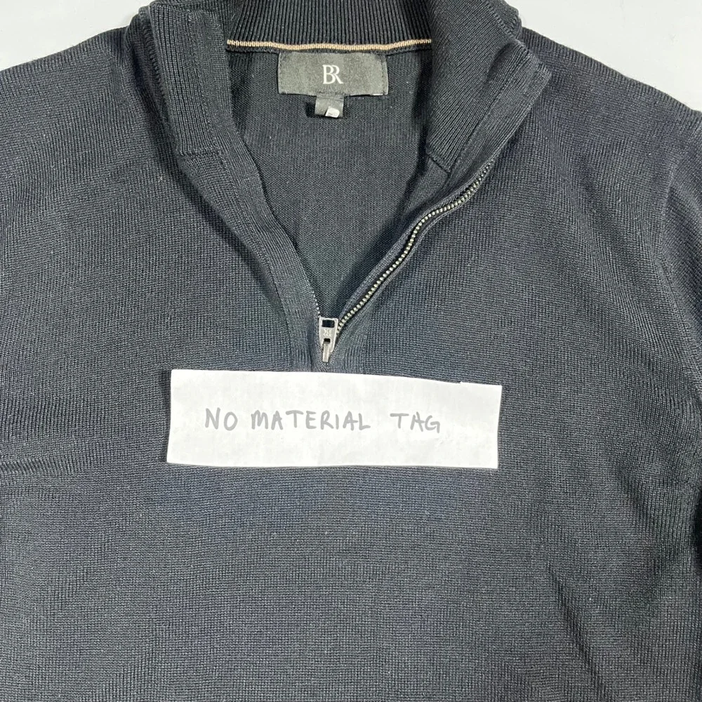 Banana Republic Merino Wool 1/4 Zip Sweater Black Mens Small Quiet Luxury Preppy